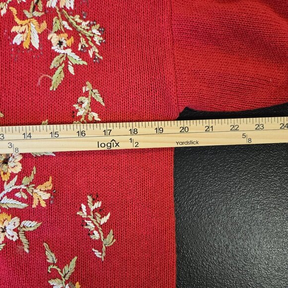 Heirloom Collectibles Vintage Cardigan Sweater Embroidered Granny Core Red - Picture 9 of 14
